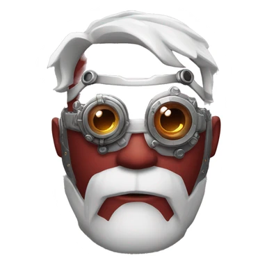 Red skin and white goatee male cyborg head with silver steampunk goggles sticker