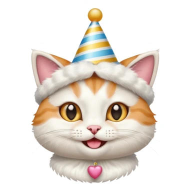 happy bride cat wearing a birthday hat sticker
