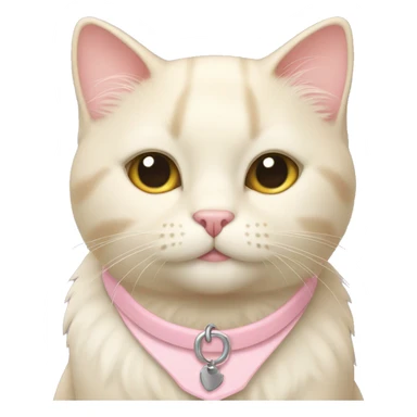cream cat with light pink collar sitting sticker