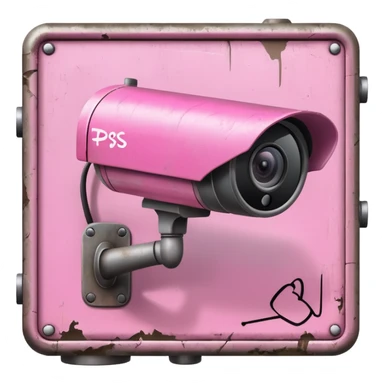 Security Camera pink with graffity sticker