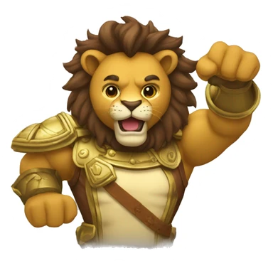 leão bravo segurando um escudo sticker