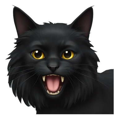 Long haired black cat hissing sticker