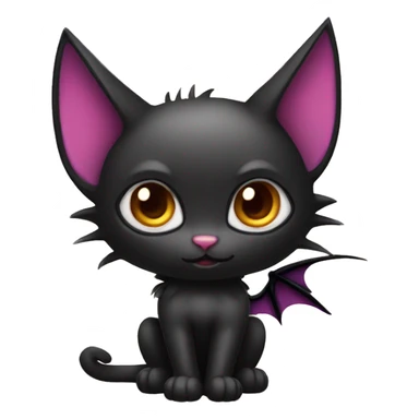 Black-Vampire-Batty-Cat-Fakémon-Cat With Bat-wings as ears  sticker