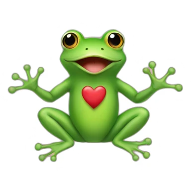 a green frog that is making heart hands sticker