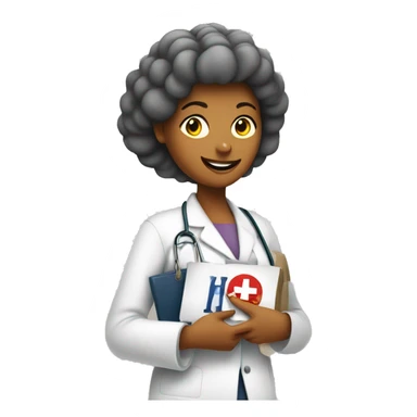 Lady with a Medicare sign in one hand and a Harris sign in the other  sticker