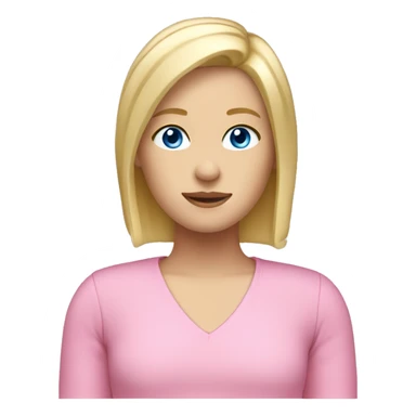 blond bob hair, fair skin, blue eyes, pink top sticker