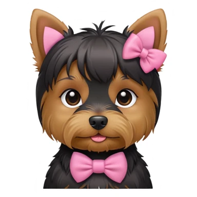Little Black Yorkshire Terrier, it’s a girl, with little pink bow on her head  sticker