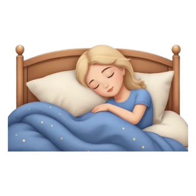 a person sleeping peacefully in bed with a moon and stars, calm and cozy sticker