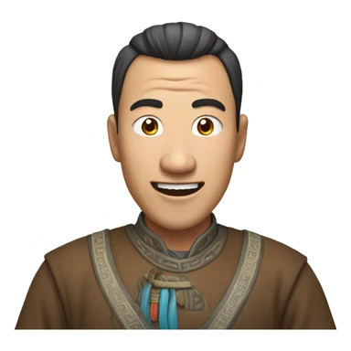 Smiling Mongolian man have a surprised  sticker