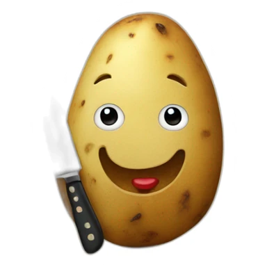 potato holding knife sticker