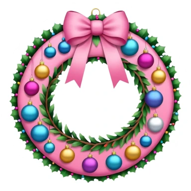 pink christmas wreath sticker