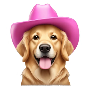 Golden retriever wearing pink cowboy hat sticker