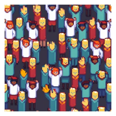 students raising hands sticker