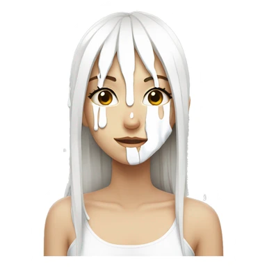 white paint dripping over an anime girl sticker