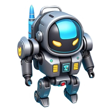 Clash of Clans aesthetic: Cinematic Playful 3D Isometric Jetpack Emoji, rendered in a 3D vector-style similar to standard emojis with minimal shading and bold, simplified shapes. A compact, distinct form with signature details, softly glowing with a futuristic sci-fi warfare charm. Simplified yet unmistakably iconic, highly detailed and consistent, glowing with a soft radiance and high shine. Stylized with a touch of high-tech brilliance and a soft glowing outline, capturing the essence of a beloved gaming relic with a friendly, playful manner! sticker