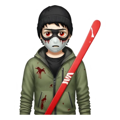 make a, zombie, boy, blackhair with a ski mask pull from nike ou syna sticker