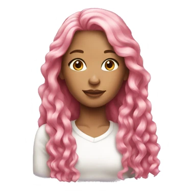 beautiful girl with long pink hair sticker