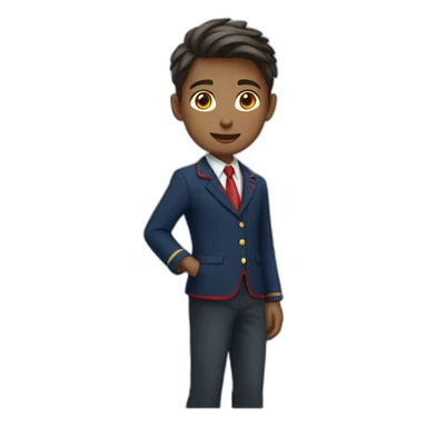 animated student wearing a school uniform, red vest inside a navy blue blazer sticker