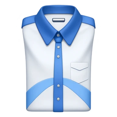 white shirt with blue collar, folded neatly sticker