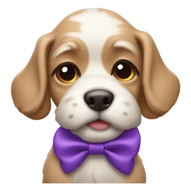 A dog with a purple bow sticker
