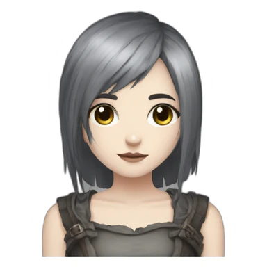 goth,girl,ash color hair,dark-souls,long,adorable,thin face,thick tghits sticker