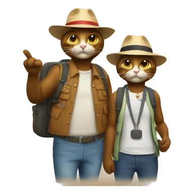 2 cats dressed up as tourists sticker
