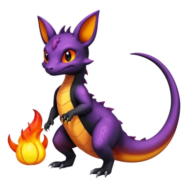 Shiny Cute Spooky Salandit-Umbreon-Charmeleon-Fakémon-hybrid-creature (full body)  sticker