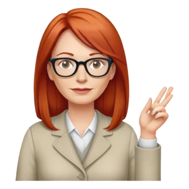 middle age Red head long straight hair pale skin wearing glasses sticker