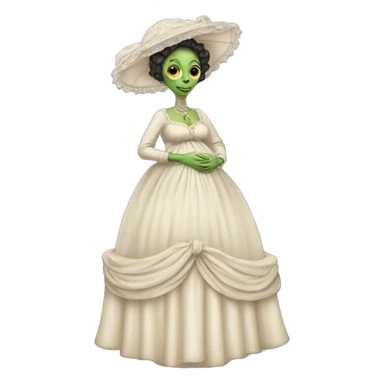 Pregnant alien woman, full body, in victorian elegant dress sticker