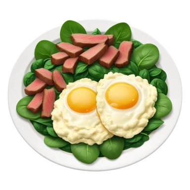 Scrambled eggs with spinach and beef  sticker