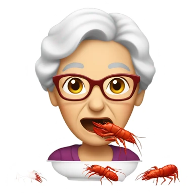 Grandma eating crawfish sticker
