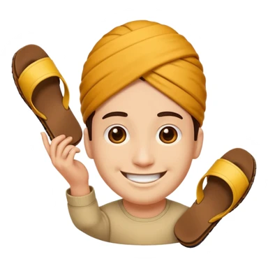 Smile, emoji, holding a chappal sticker