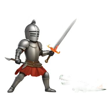 Knight with a flaming sword fighting a crocodile  sticker