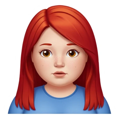 chubby white woman cherry red long straight hair parted middle sticker