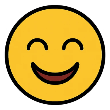 smiling face with closed eyes, cheerful and modern, color icon style sticker