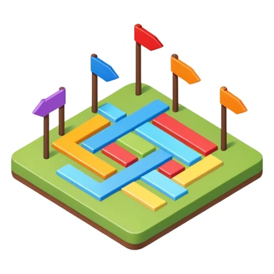 an isometric field with multi-colored tiles and directional arrows sticker