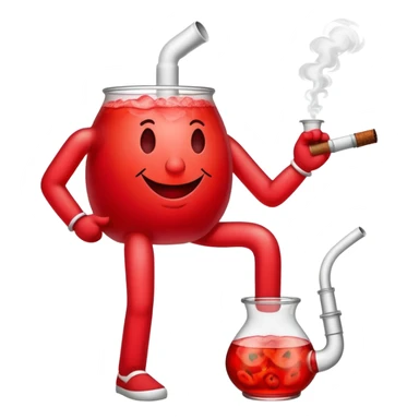 Kool-Aid man with legs smoking a bong sticker