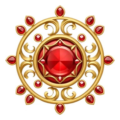 Golden circle crest with red gems sticker