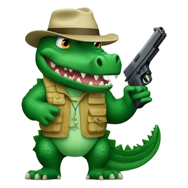 Crocodile with a gun sticker