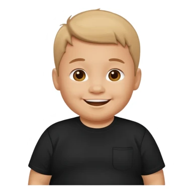 happy little fat young boy in black t shirt  sticker