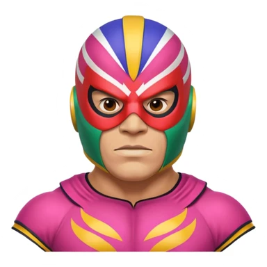Mexican wrestler portrait, head and shoulders only, colorful luchador mask, muscular collar, confident expression, 3D cartoon, mobile game icon style, clean background, no text, no watermark
 sticker