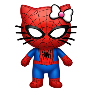 spider-man in the shape of hello kitty and hello kitty together sticker