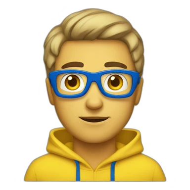 man in blue and yellow hoodie sticker