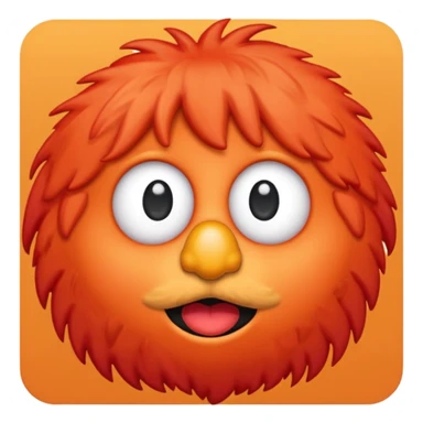 Elmo from Sesame Street as a cute emoji, apple style, simple face, bright red fur, big eyes, orange nose sticker
