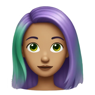 girl with purple hair and green eyes sticker