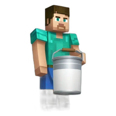 steve from minecraft with a milk bucket sticker