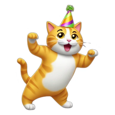 dancing cat with a party hat sticker