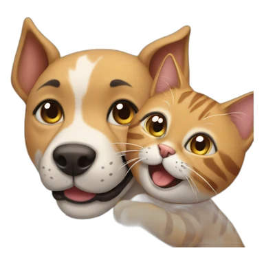 Dog playing with a cat sticker
