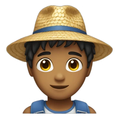 A black haired boy with a straw hat sticker
