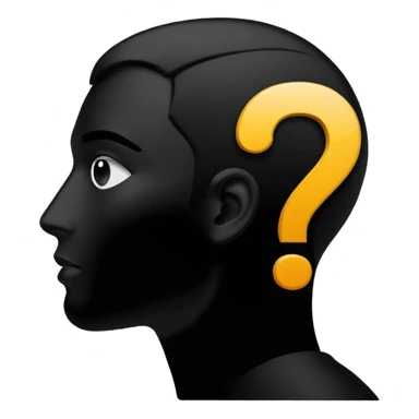 silhouette of a man with a question mark sticker